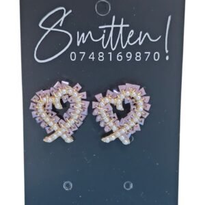 Alternative view of Crossover Rhinestone Heart Stud Earrings