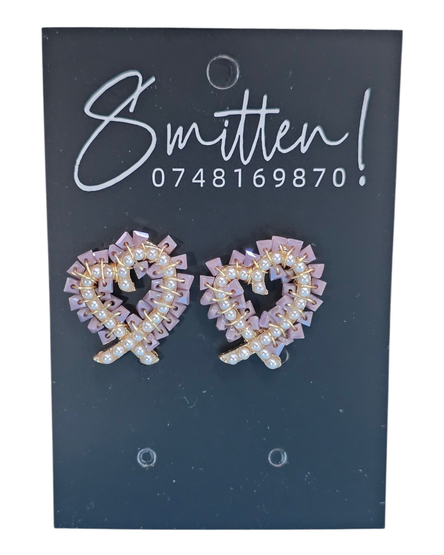 Crossover Rhinestone Heart Stud Earrings - Image 2