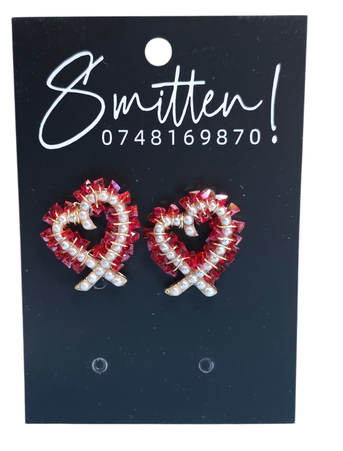 Crossover Rhinestone Heart Stud Earrings - Image 3