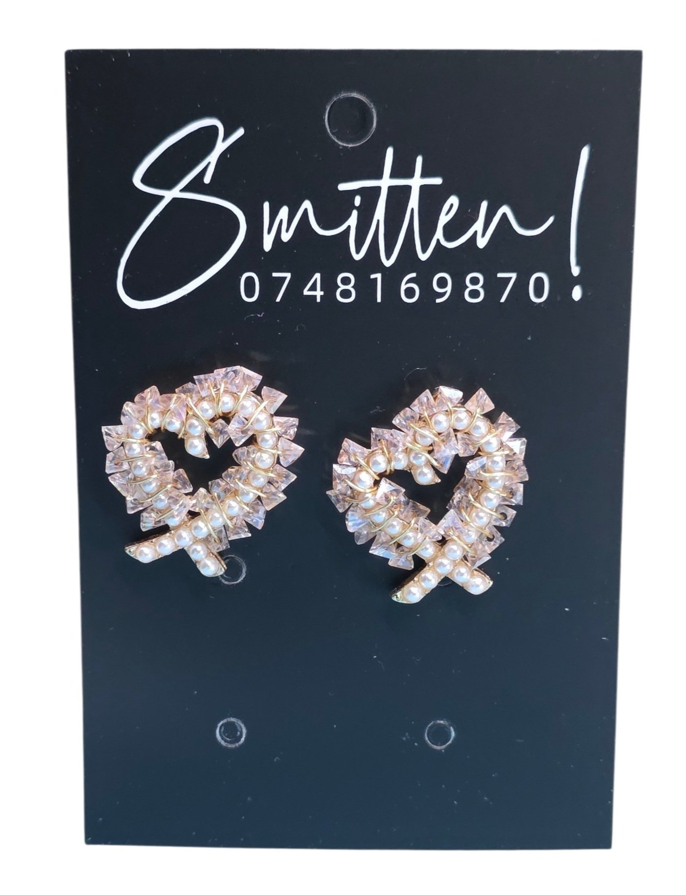 Crossover Rhinestone Heart Stud Earrings - Image 4