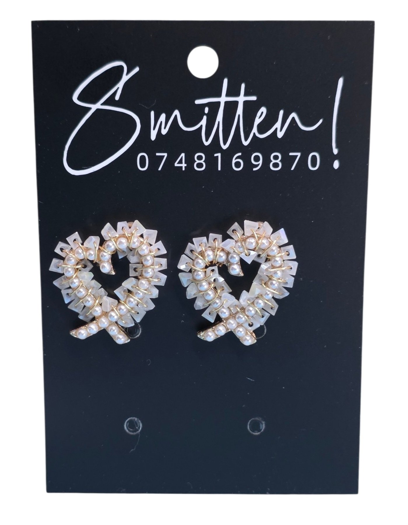 Crossover Rhinestone Heart Stud Earrings - Image 5