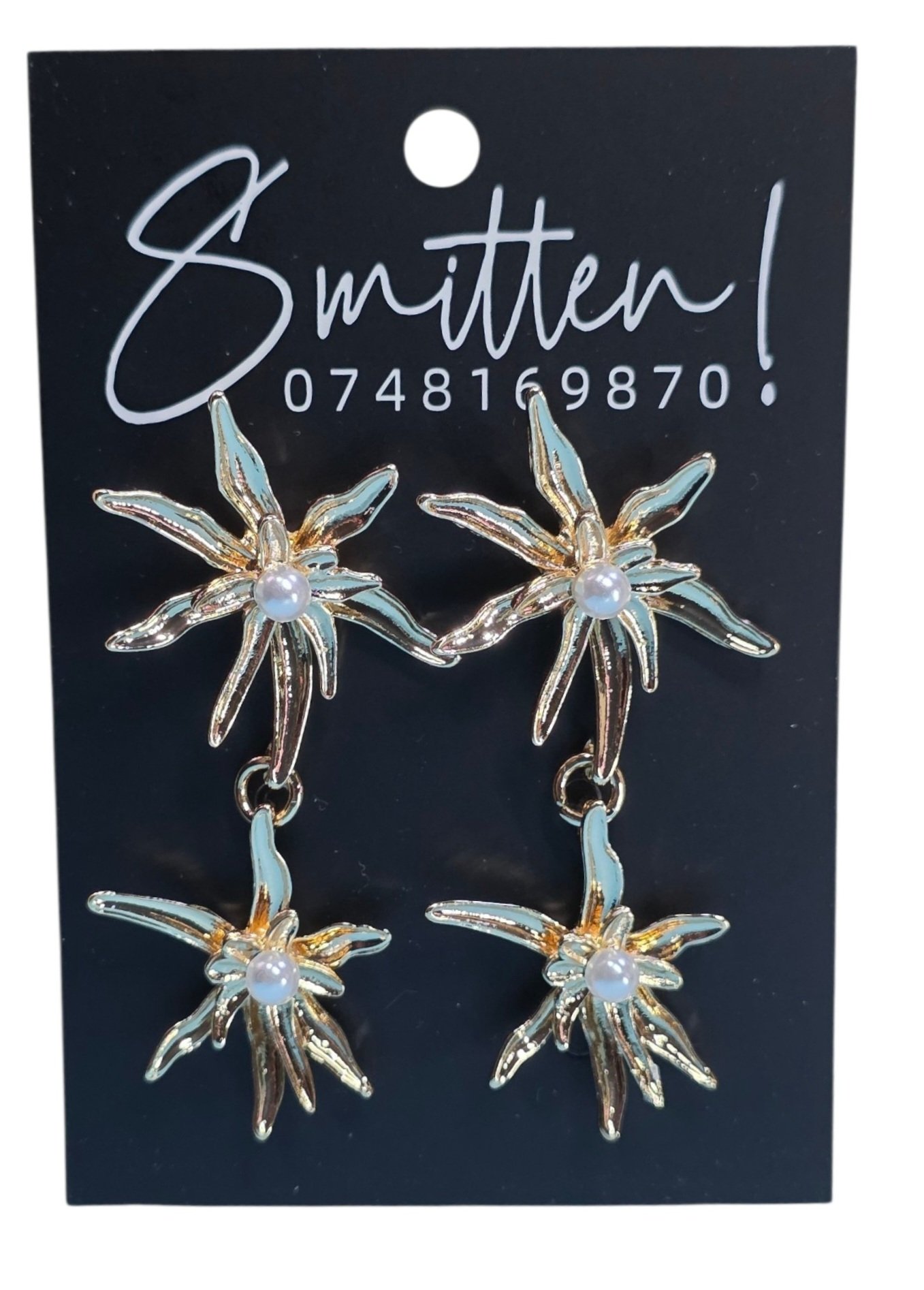 Gold-toned Starburst Drop Earrings