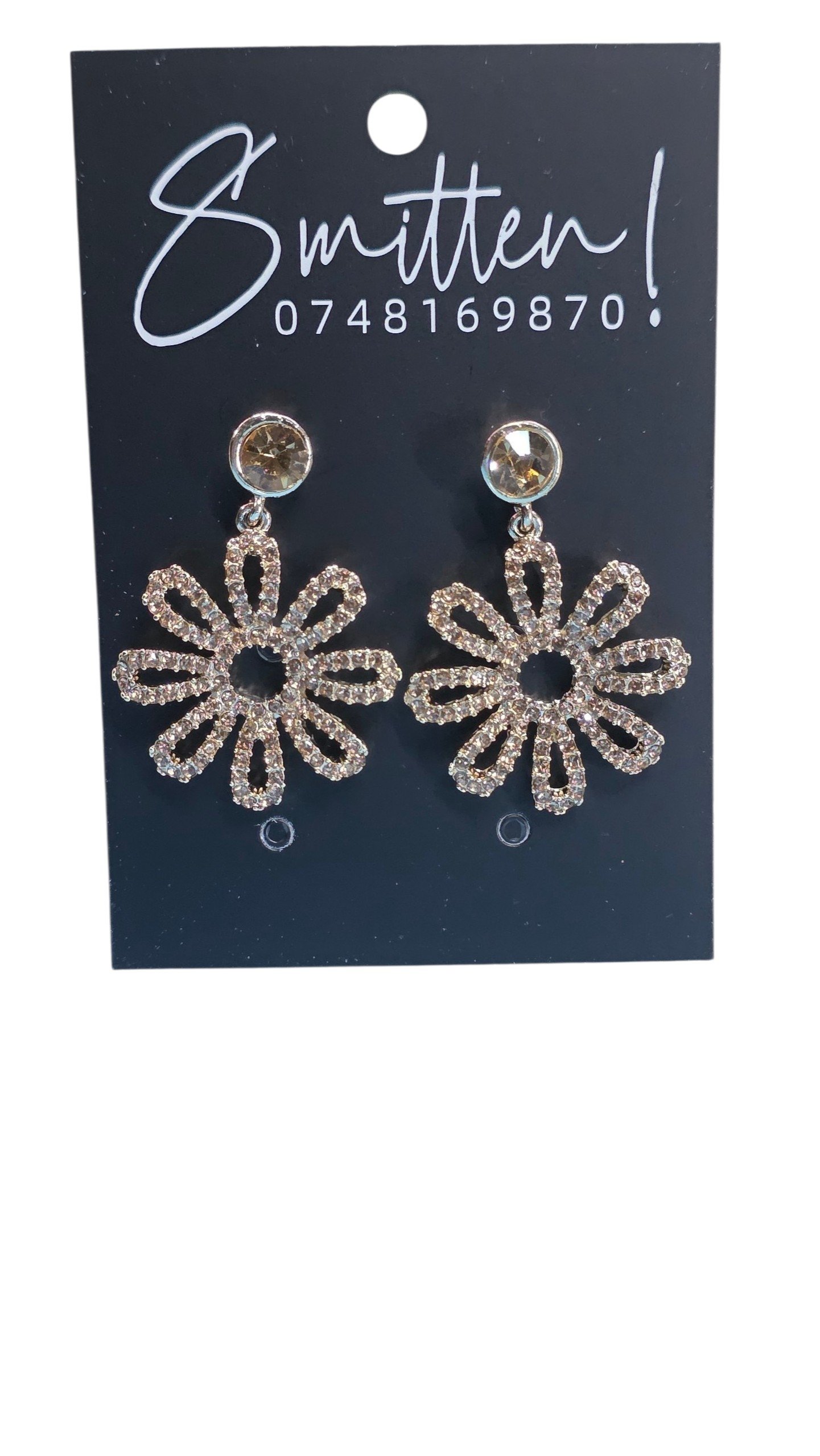 Crystal Flower Drop Earrings - Image 3