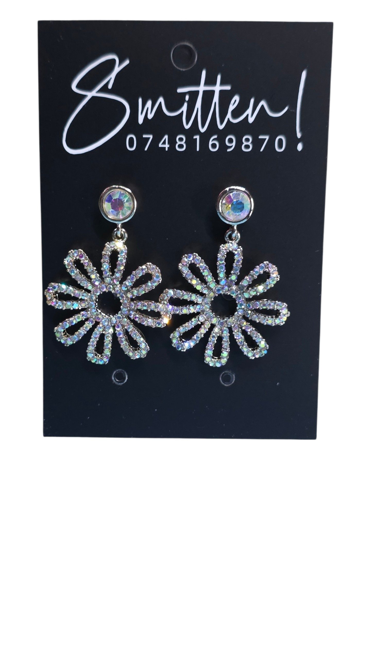 Crystal Flower Drop Earrings - Image 4