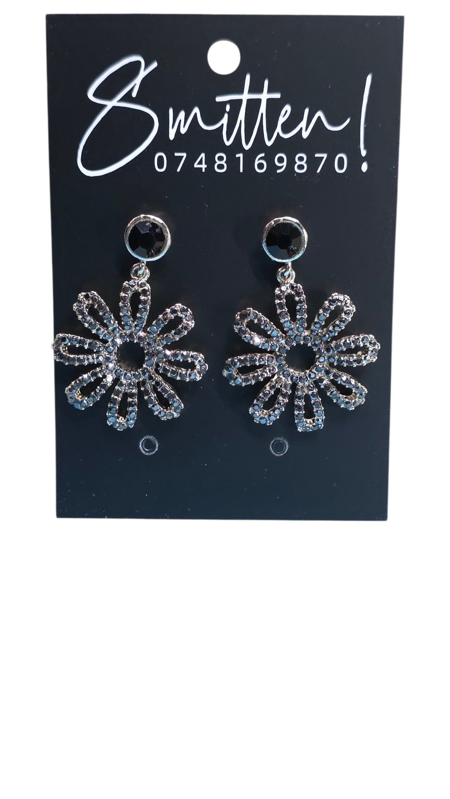 Crystal Flower Drop Earrings - Image 5