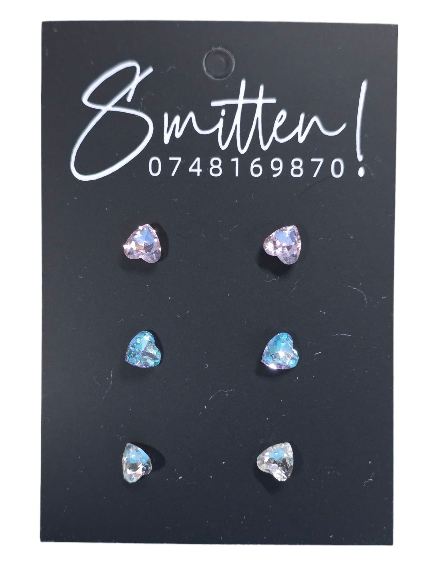 Iridescent heart-shaped stud earrings - Image 3