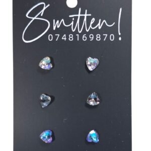 Alternative view of Iridescent heart-shaped stud earrings