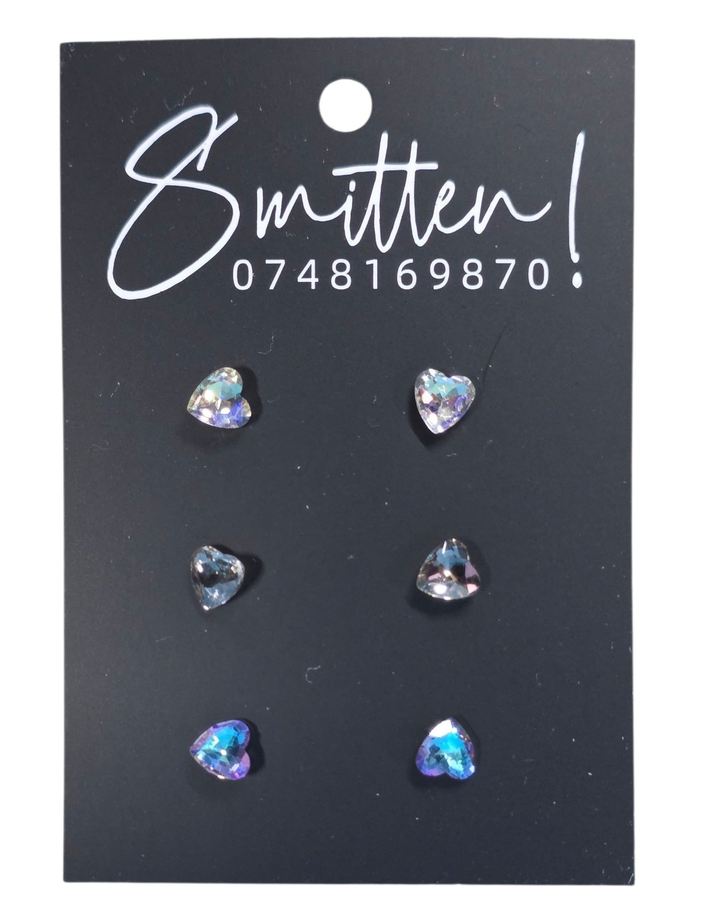 Iridescent heart-shaped stud earrings - Image 2