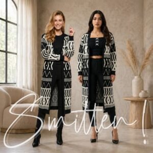 Long-line Geometric Cardigan