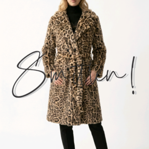 Leopard Print Faux Fur Coat - Khaki