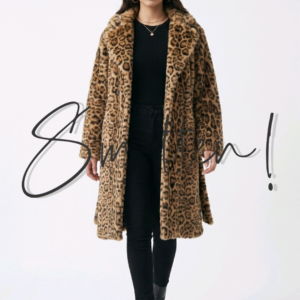 Leopard Print Faux Fur Coat - Camel