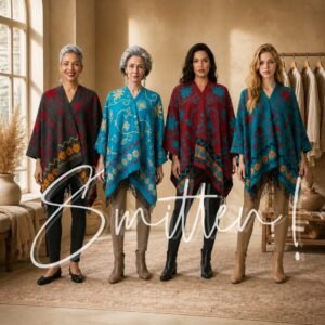 Reversible Boho Open-Front Blanket Ponchos