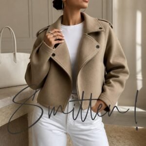 Elegant Casual Loose Turn-Collar Short Jacket/Trench Coat BEIGE