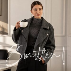Elegant Casual Loose Turn-Collar Short Jacket/Trench Coat GREY