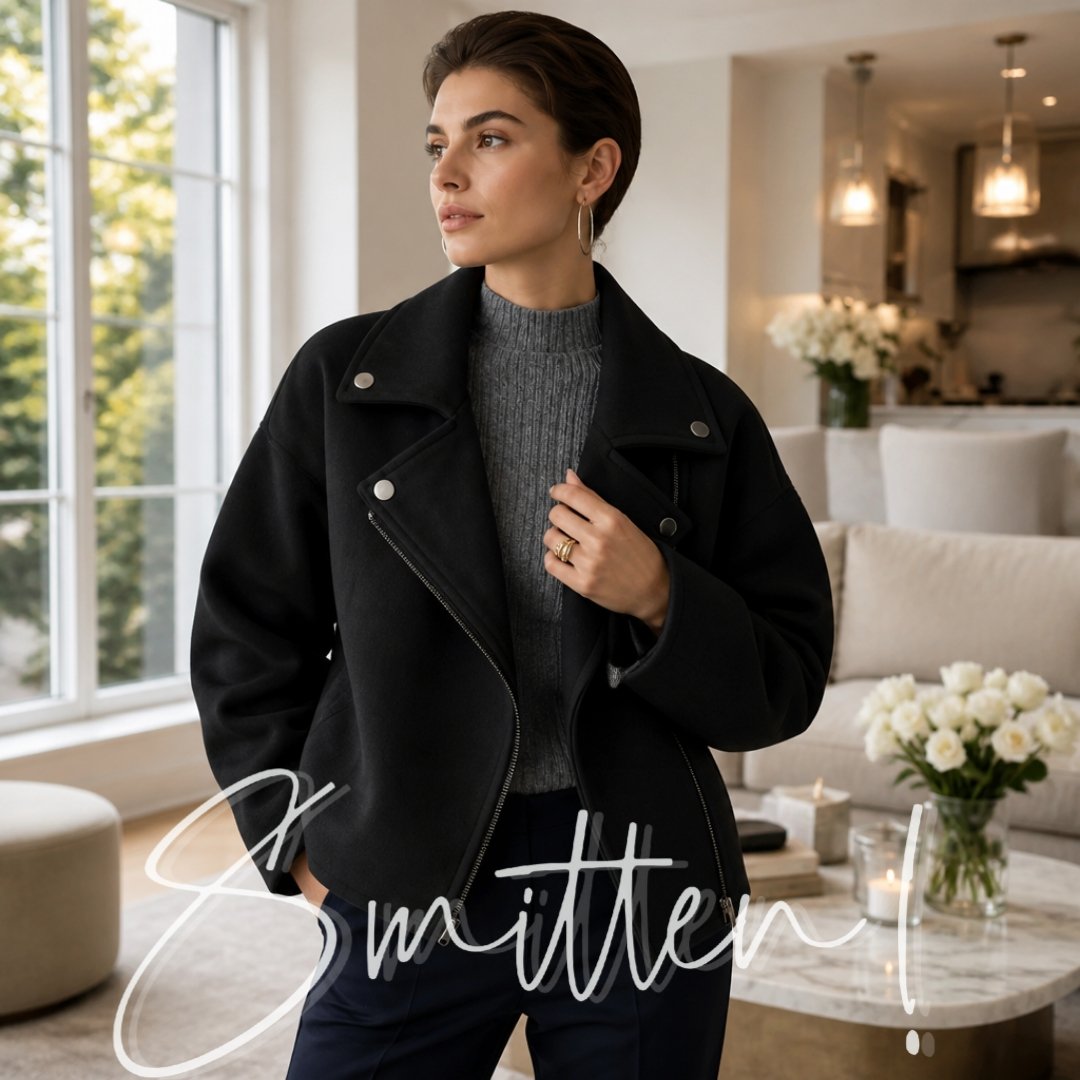 Elegant Casual Loose Turn-Collar Short Jacket/Trench Coat BLACK