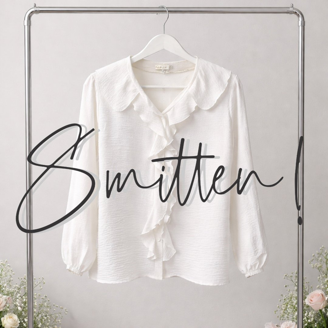 V-neck Blouse features a romantic Ruffle trim - White - Image 3