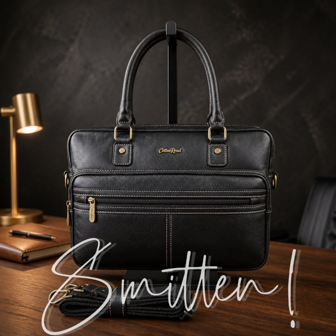 Cotton Road Leather-Look Laptop Bag - Image 3
