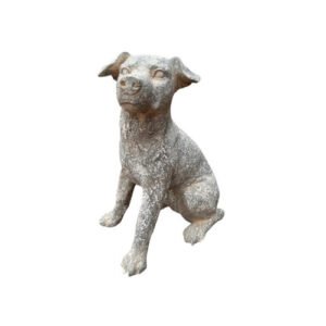 Grey and White Long Legged Dog Sitting Statue