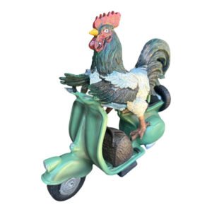 Rooster Riding - Vintage Green Scooter