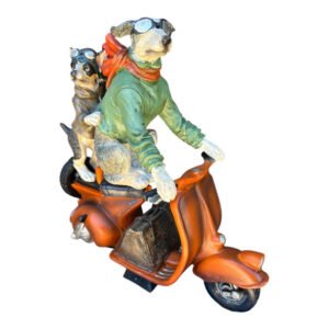 Two stylish Dogs - Classic Orange Vintage Scooter