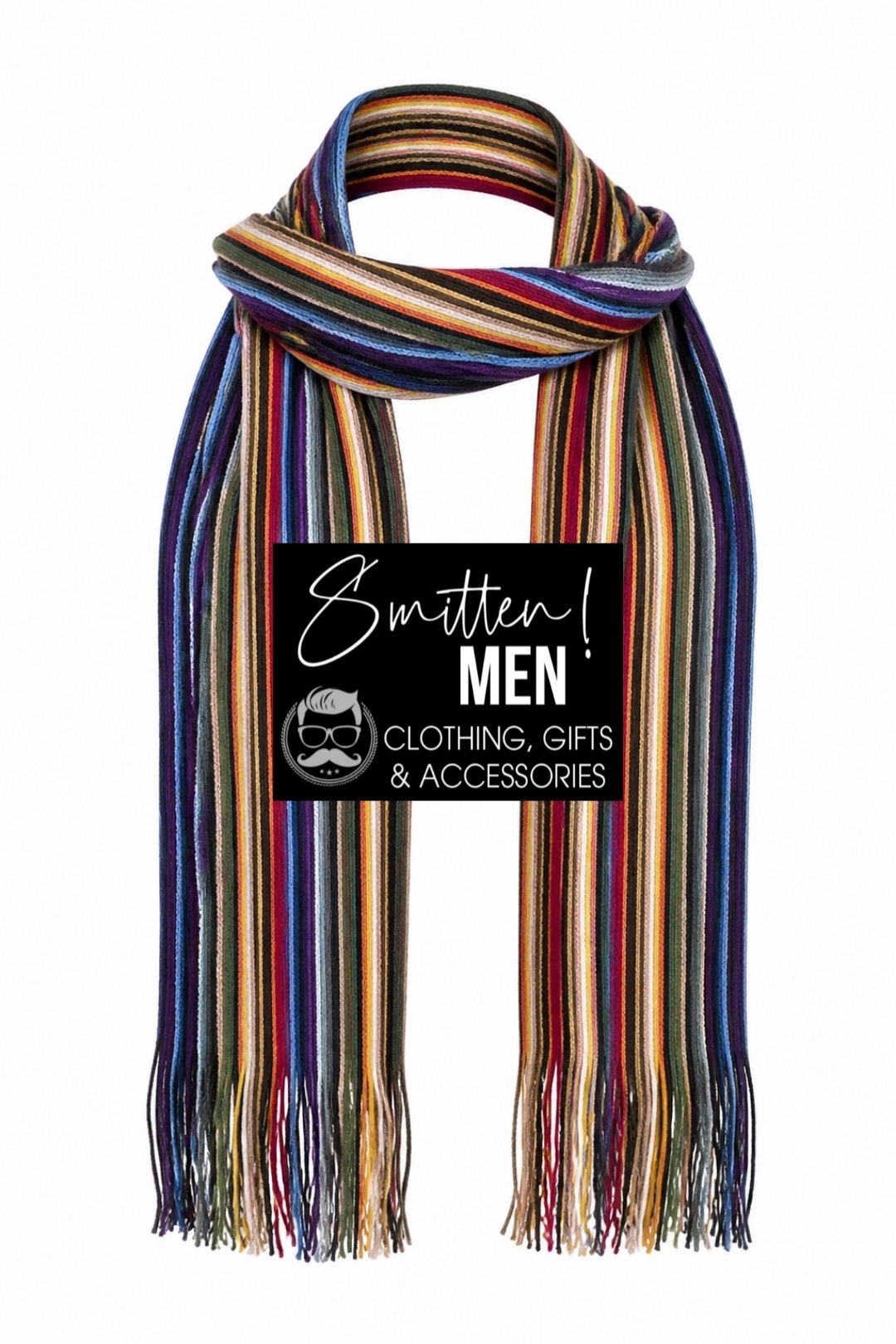 Multi-Stripe Men's Knit Scarf - Image 4