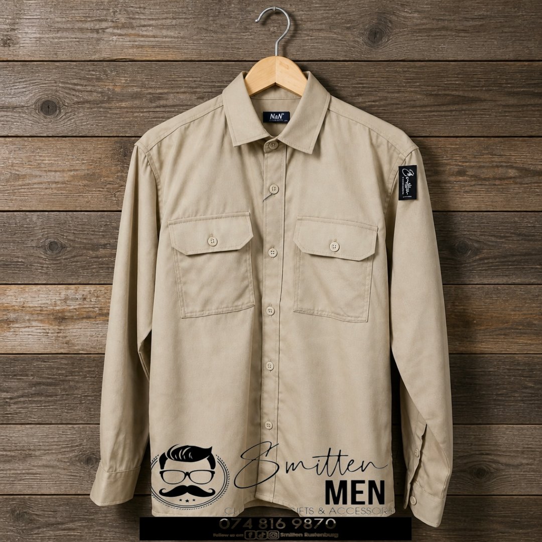 Men's Long-sleeve Bush Shirt BEIGE