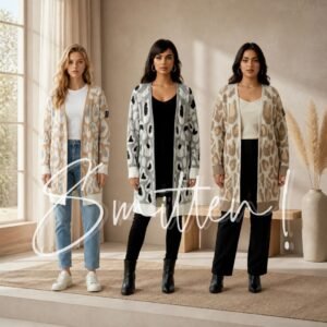 Alternative view of Grey Leopard Print Cardigan
