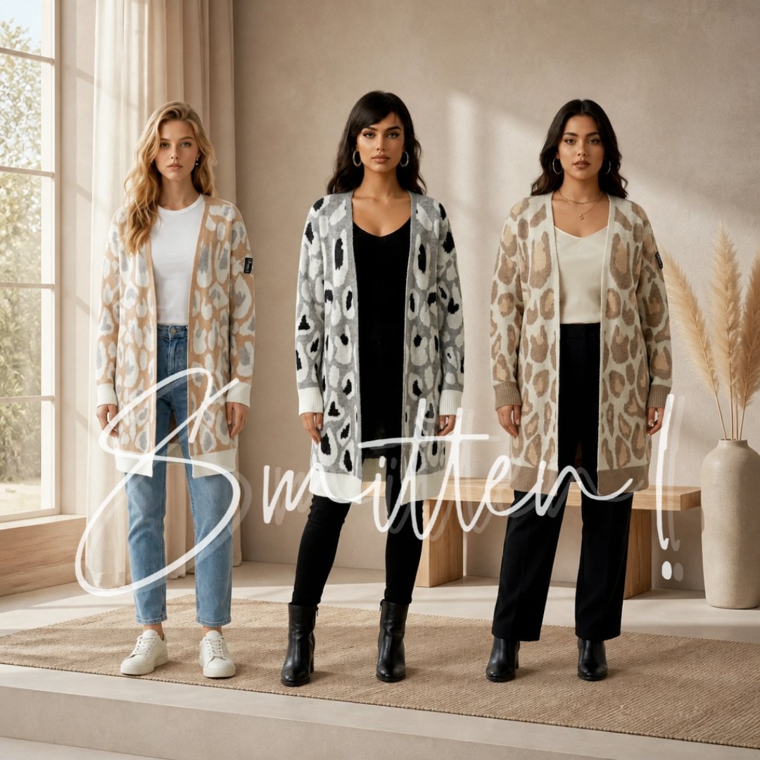 Grey Leopard Print Cardigan - Image 2