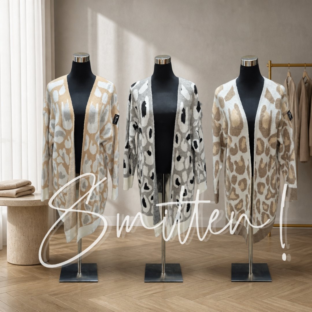 Grey Leopard Print Cardigan - Image 3