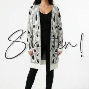 Grey Leopard Print Cardigan