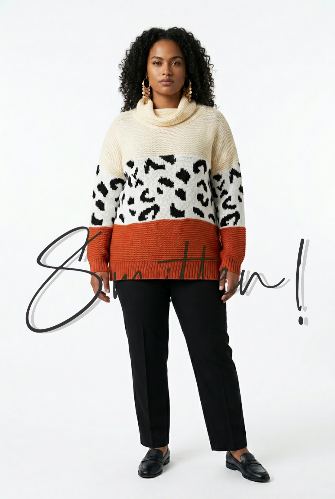 Color-block Sweater - Beige