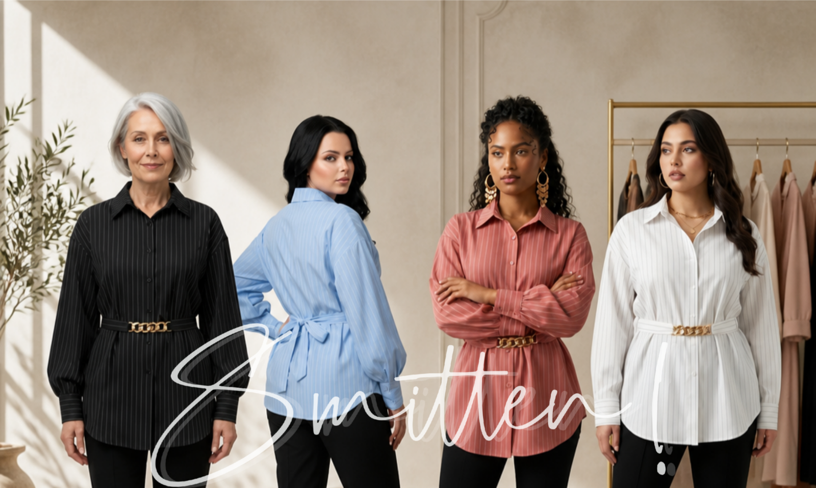 Classic White Pinstripe Long-sleeve Blouse - Image 2