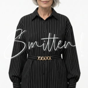 Classic Black Pinstripe Long-sleeve Blouse