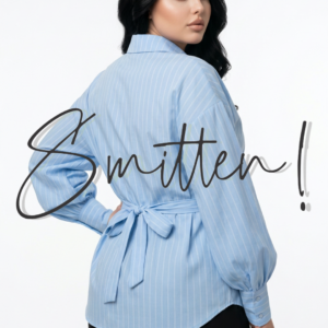 Classic Blue Pinstripe Long-sleeve Blouse