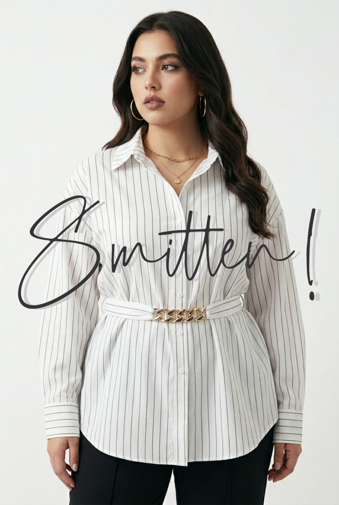 Classic White Pinstripe Long-sleeve Blouse