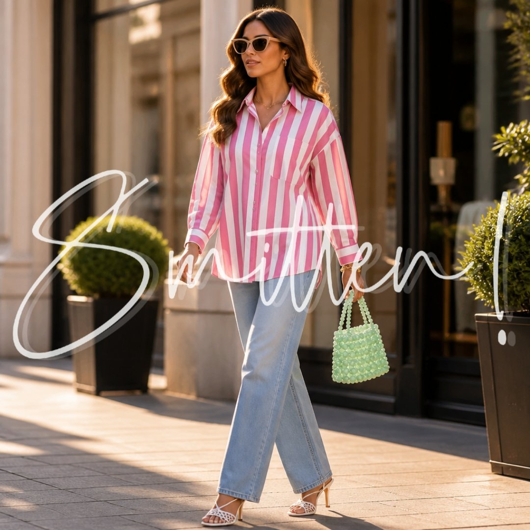 Striped Button-down Shirt Red
