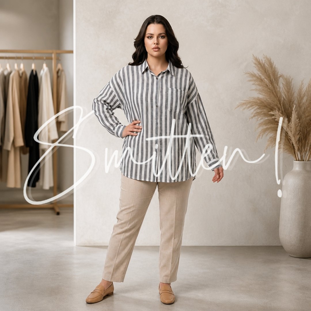 Striped Button-down Shirt Black / Grey