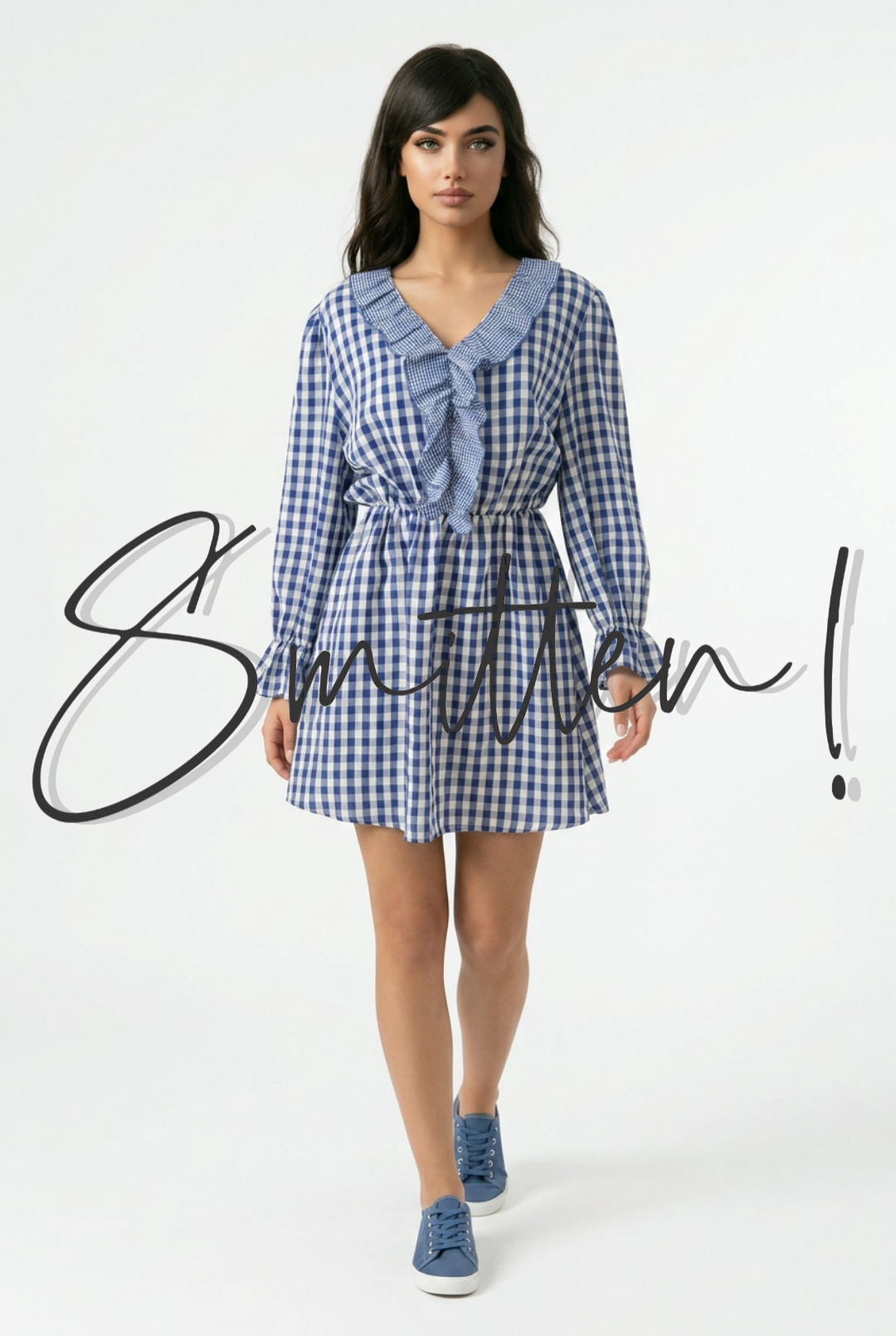 Long-sleeve mini dress - Blue