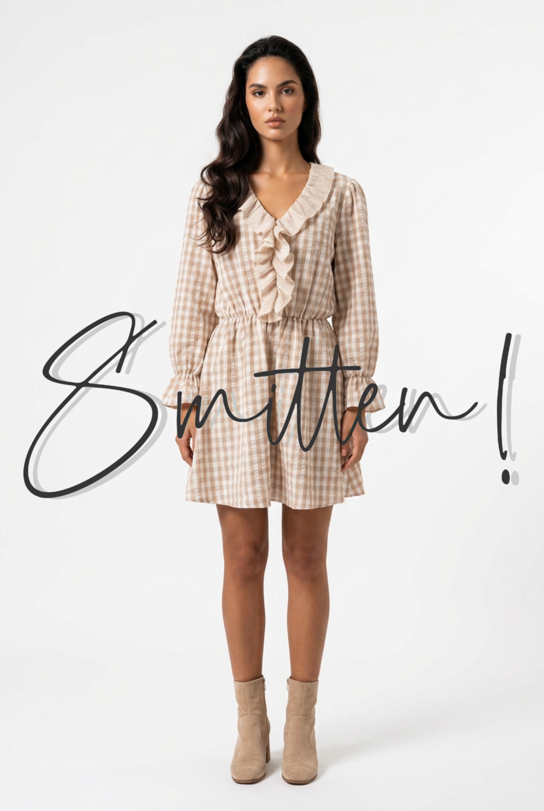 Long-sleeve mini dress - Beige