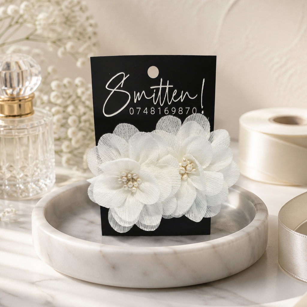 Statement Chiffon flower earrings - Image 3
