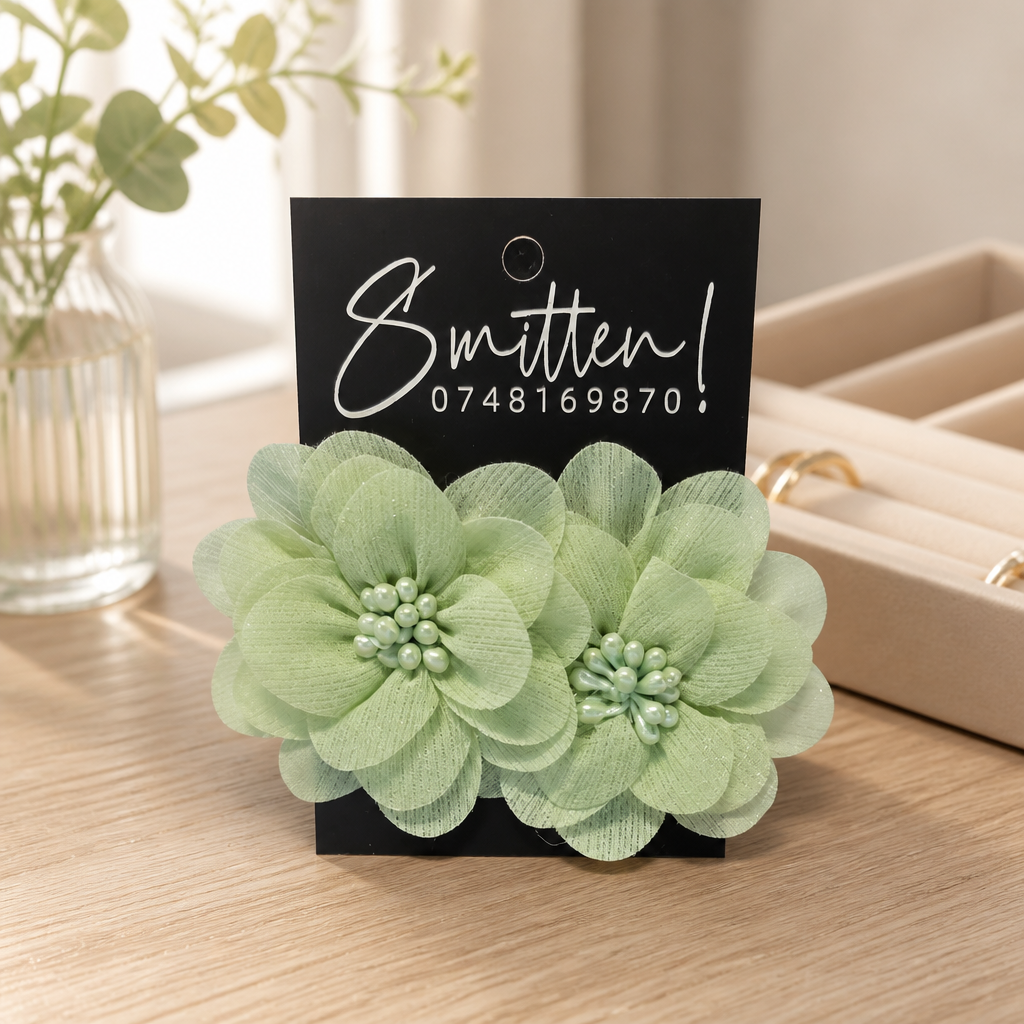 Statement Chiffon flower earrings - Image 4