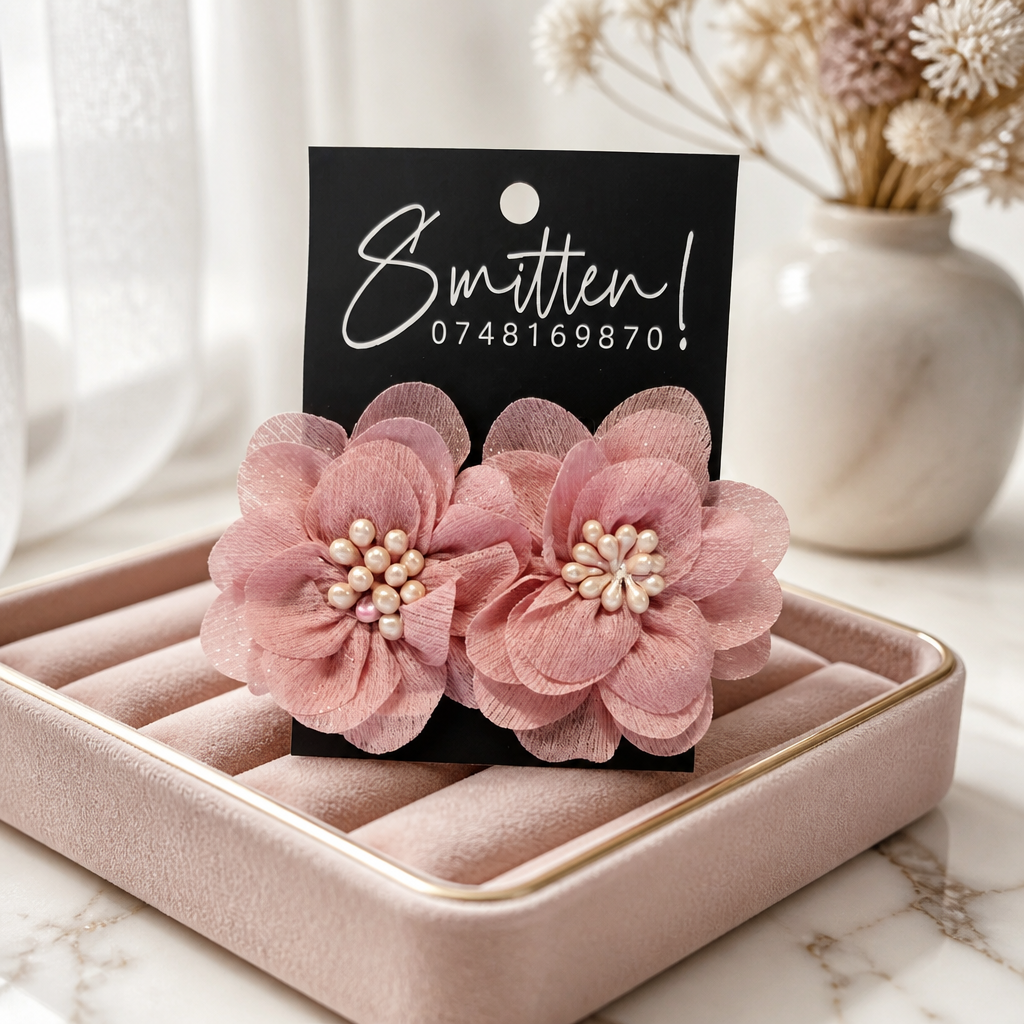Statement Chiffon flower earrings - Image 5