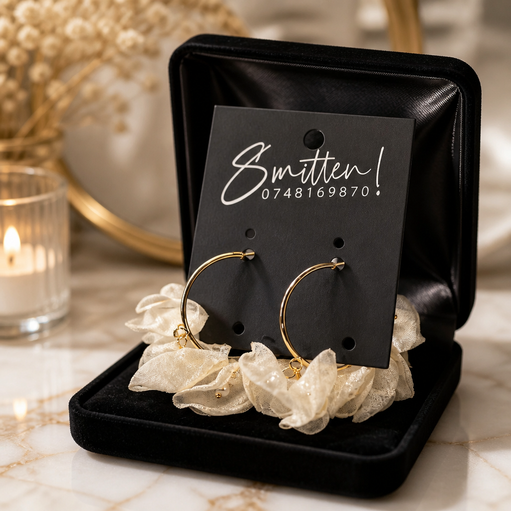 Fabric flower hoop Earrings - Image 4