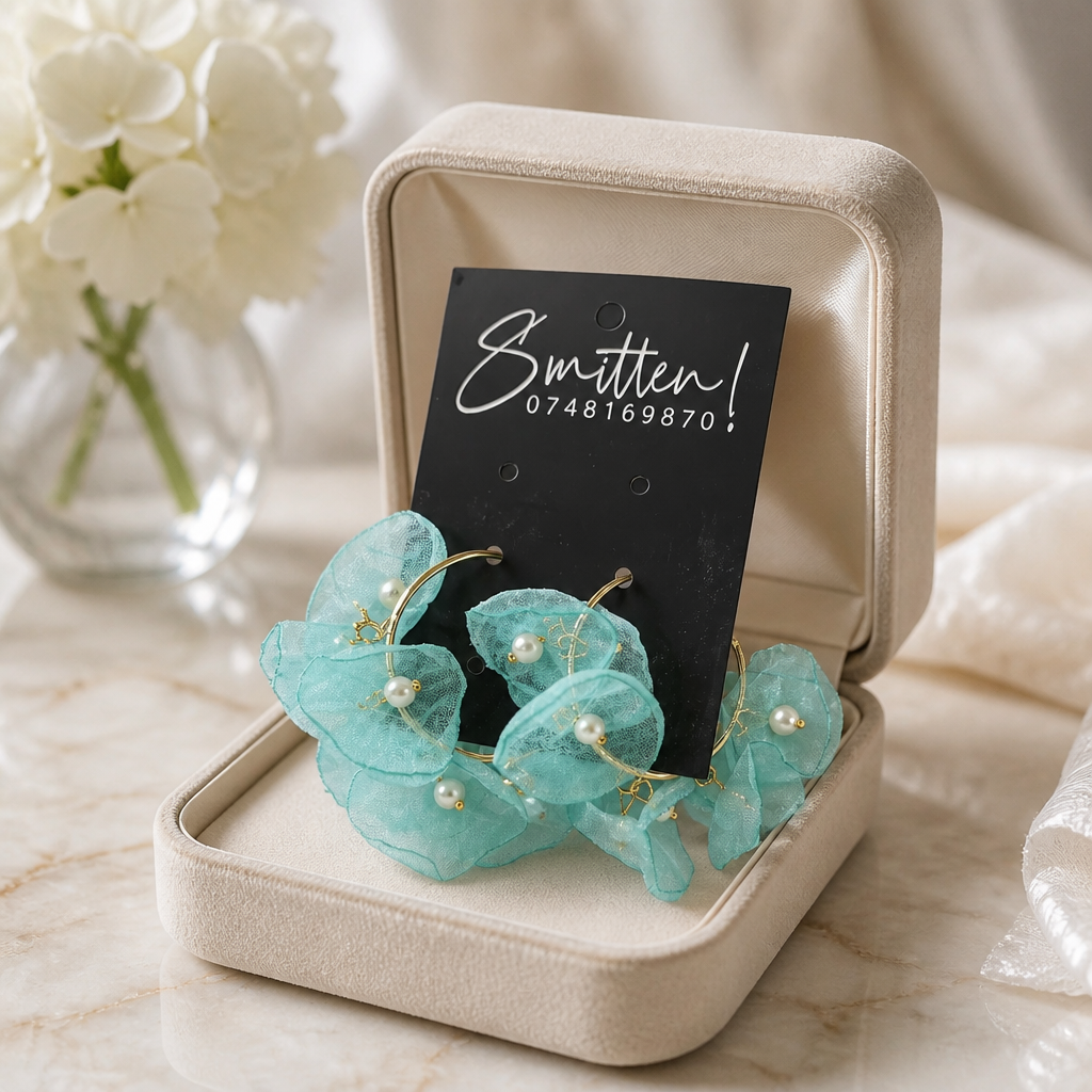 Fabric flower hoop Earrings - Image 5