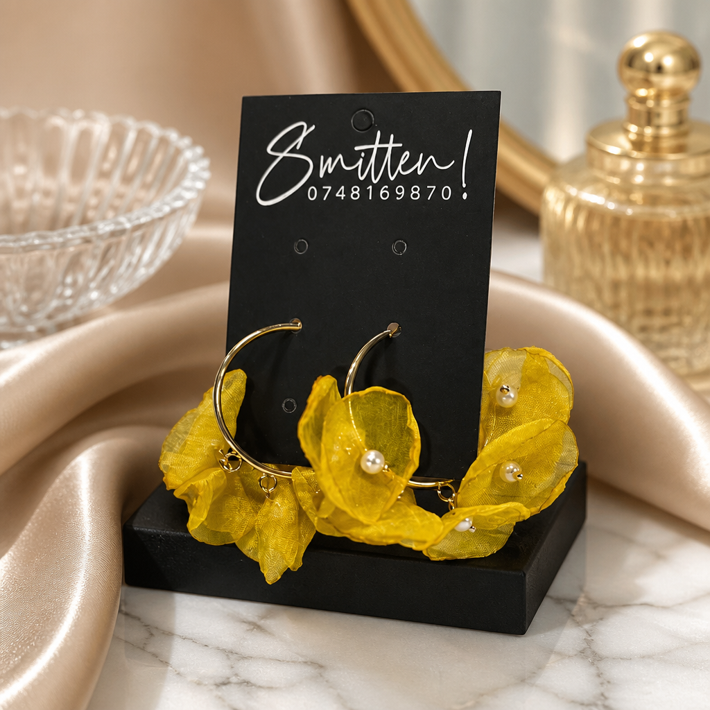 Fabric flower hoop Earrings - Image 6