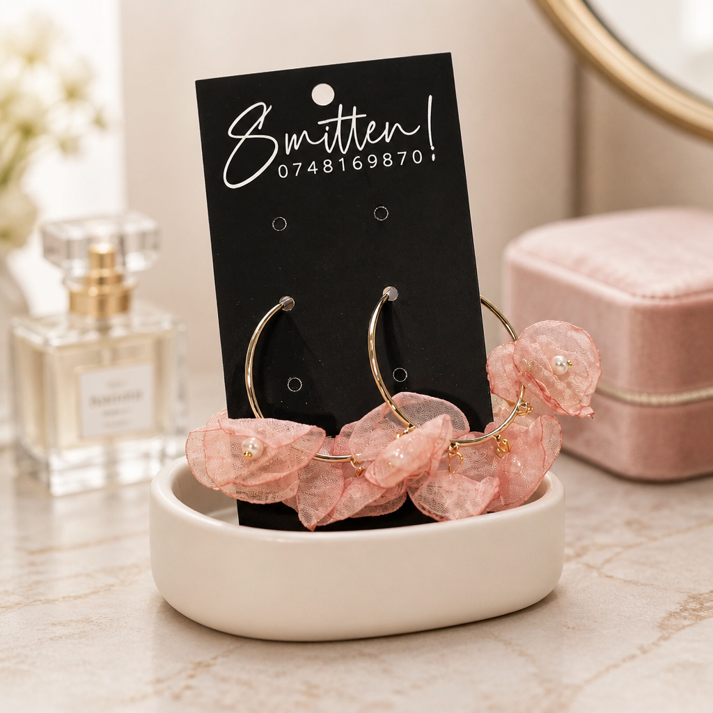 Fabric flower hoop Earrings - Image 7
