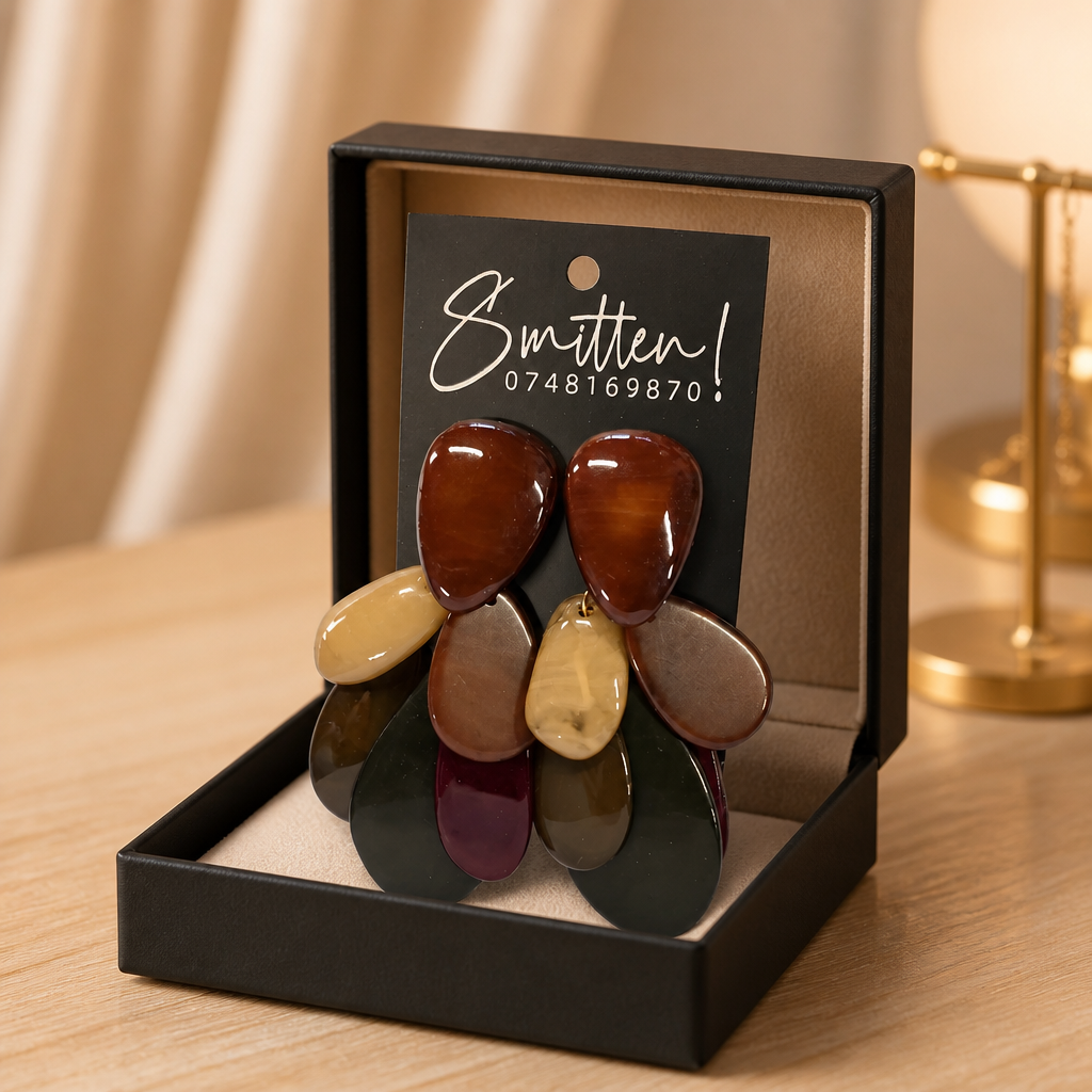 Resin Cluster drop Earrings - Image 2