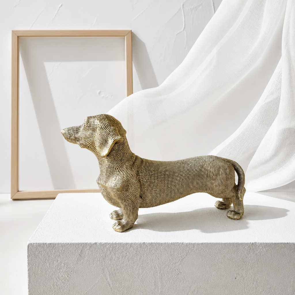 Gold Dachshund Statue