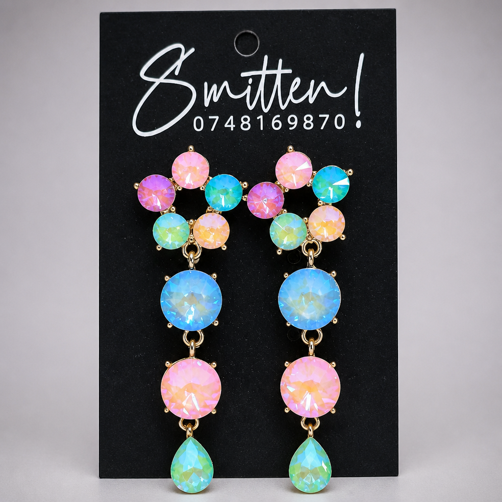 Iridescent Crystal Statement Dangle Earrings