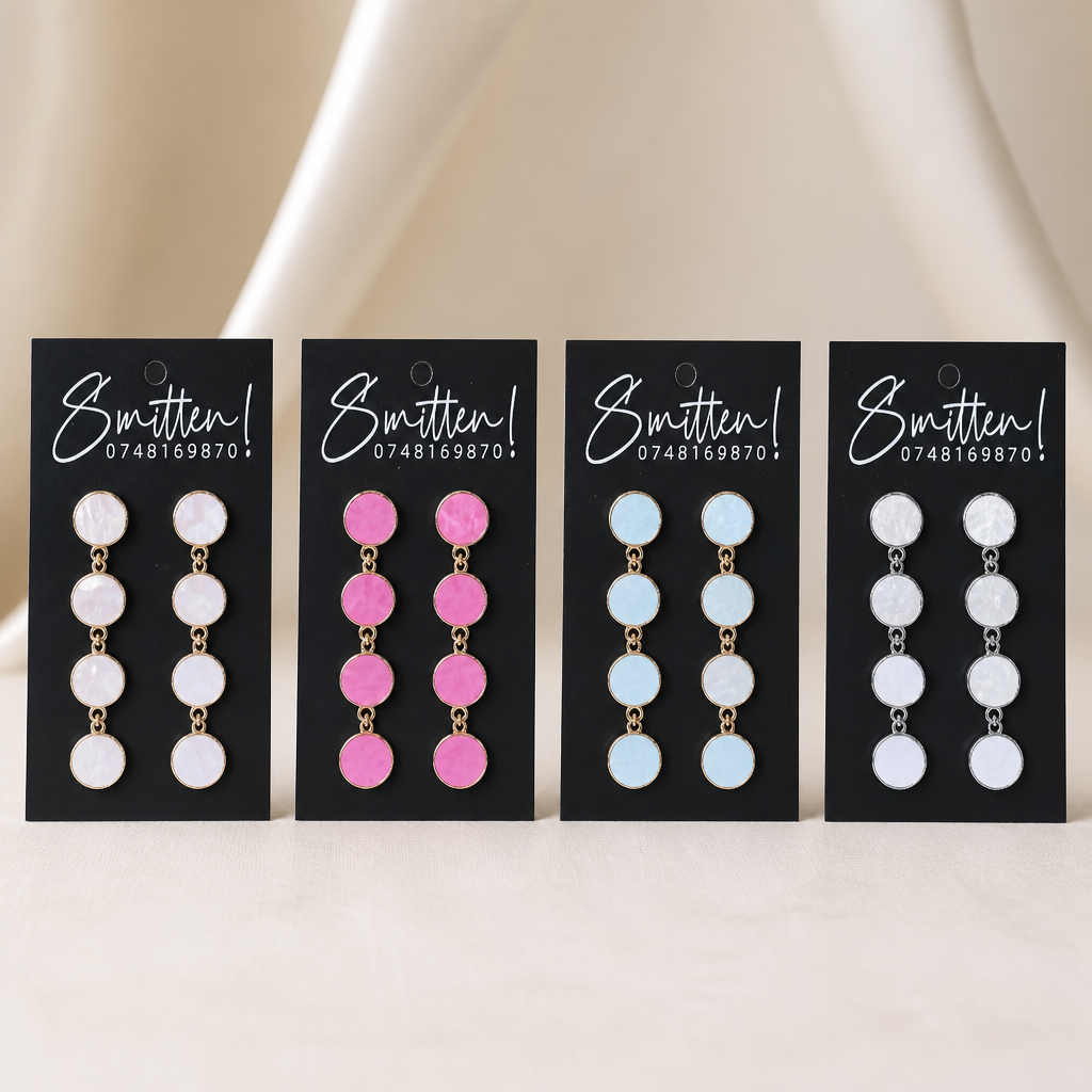 Four-tier Geometric Disc drop Earrings